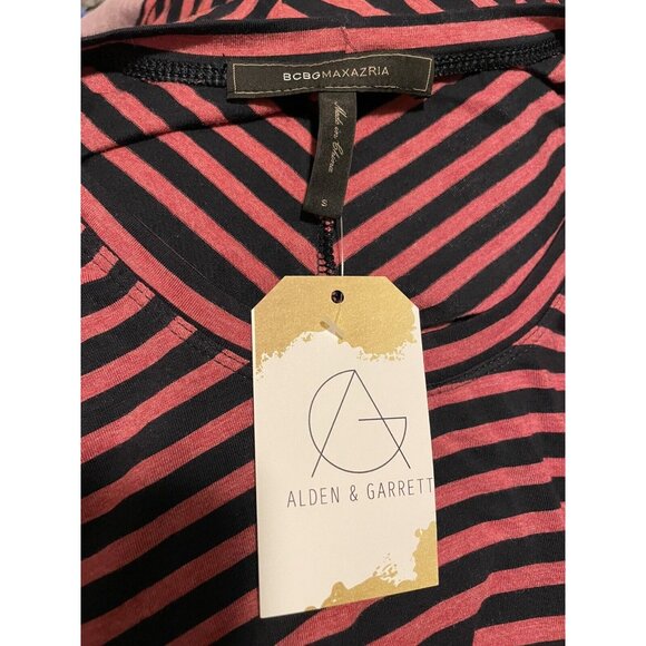 BCBG Max Azria "Portia" Red and Navy Striped Knit Top, Size S - Picture 7 of 7